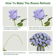 Artificial Flowers Roses Touch Fake Rose Bouquet Flower 50 Light Purple 50pcs