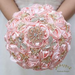Light Salmon Handmade Bridal Bouquet for Weddings & Quinceaneras – 8.7