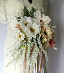 Peach Pink Garden Boho Silk Wedding Bouquet