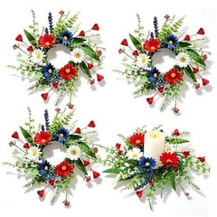 PCS Patriotic American Candle Rings Wreaths Artificialth of July Independence 4