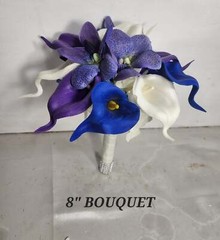 Peacock Royal Blue Purple Turquoise Ivory Calla Lily Orchid Bridal Wedding Bouqu