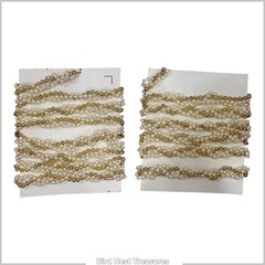Lot of 2 – PEARL & GOLD TRIPLE TWISTED BEAD GARLANDS, 16’ Total—Wedding Decor