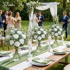 Pcs Mixed Eucalyptus Greenery Stems, White Silk Roses and Babys Breath 240
