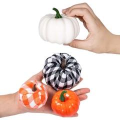 Ueerdand 16 PCS Fall Decor Assorted Sizes Artificial Pumpkins Mixed Color