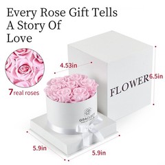Graclect Flowers for Delivery Prime – Preserved Roses Pink in White Box