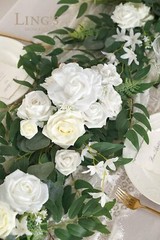 Ling’s Moment Artificial Eucalyptus Garland with Flowers 6FT, Wedding Table G…