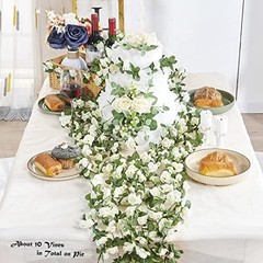 8 Pcs x 8.2 ft Flower Garland Artificial Rose 8 Vines 66FT Spring-white-8pcs