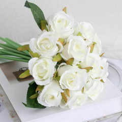 12Heads Rose Flowers Wedding Bouquet Silk Floral Artificial Flowers Home Decor
