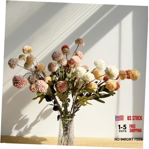 10pcs Faux Kiku Flowers, 5 Heads Each Stem & 4 Branches Eucalyptus Mixed Color