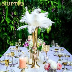 NUPTIO 6 Pcs Wedding Vase & 6 Pcs Artificial Flowers Set for Wedding Centerpi…