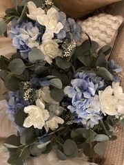 Lot Of 3 Blue Hydrangea & White Bridal Bouquet Bridesmaid Wedding Flowers