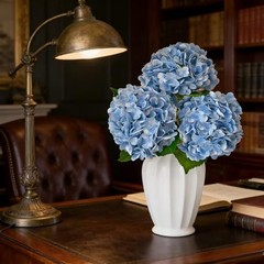 3 Pcs Real Touch Hydrangea Artificial Flowers, Pet-Safe 3D Latex Blue