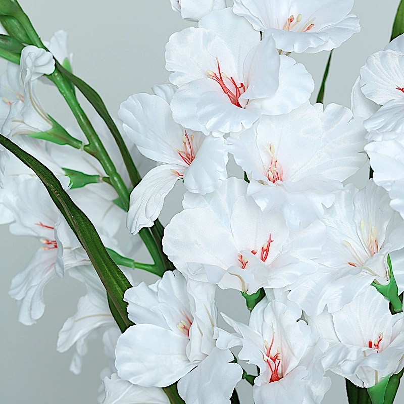 3 WHITE 36″ SILK GLADIOLUS ARTIFICIAL FLOWER Spray Stems Wedding Decorations
