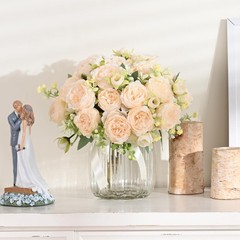 MARTINE MALL 4 Packs Peonies Artificial Flowers, Champagne 4PCS,