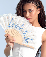White Lace Bride to Be Folding Fan | Bridal Something Blue, Wedding Accessory, B