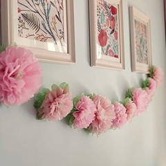Pinks Flowers Decoration (11”-7” Assorted) 6 pcs Artificial Tissue Paper
