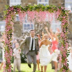 Lvydec Wisteria Artificial Flowers Garland, 4 Pcs Total 28.8ft 28.8ft, Pink