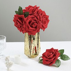 24 Red 5″ FOAM ROSE Flowers Stems Party Wedding Events Decorations Supplies