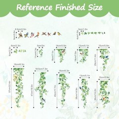 9 Sheets Spring Summer Hanging Vine Window Clings Green Ivy Leaves Flowers