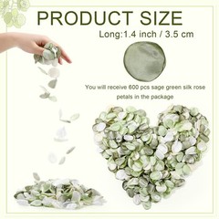 600pcs Silk Rose Petals Gold Yarn Flower Petals for Wedding Flower Sage Green