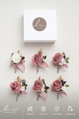 Ling’s Moment Boutonniere Set 6Pc Groom Groomsmen Wedding Artificial Flower