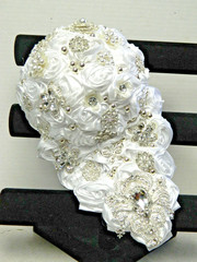 Deluxe Silver & Crystal Satin Bridal Bouquet
