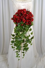 Roses Are Red Waterfall Faux Silk Wedding Bouquet