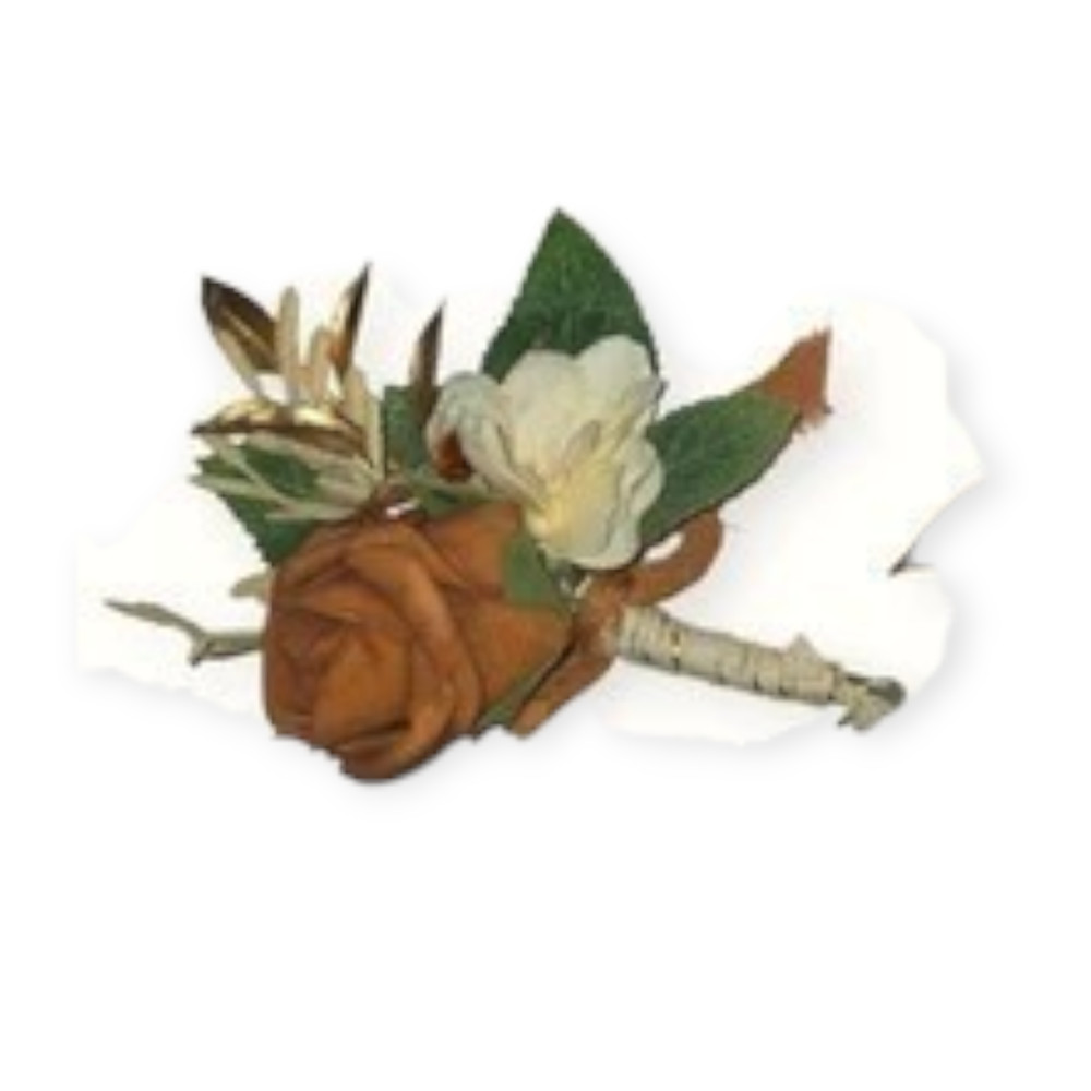 Boutonniere 6 Pc Set Groom & Groomsmen Wedding Corsage Terracotta Color 4 Pins
