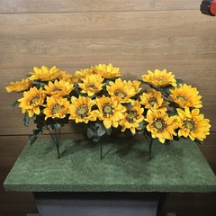 Artificial YELLOW SUNFLOWER BUSHES, SILK FLORAL CRAFT SUPPLY Set/3