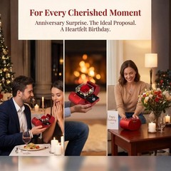 moshen Preserved Red Rose Flower Gift Box with LED Lights, Romantic