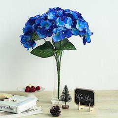 Royal Blue 5 Silk Hydrangea Bushes Wedding Flowers Bouquets Party Centerpieces