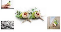 Vintage-Style Silk Flower Boutonniere with Rustic Succulents for Men’s Weddings