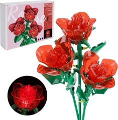 A Creative 126pc Rose Flower Building Set with Light for Unique Home Decor