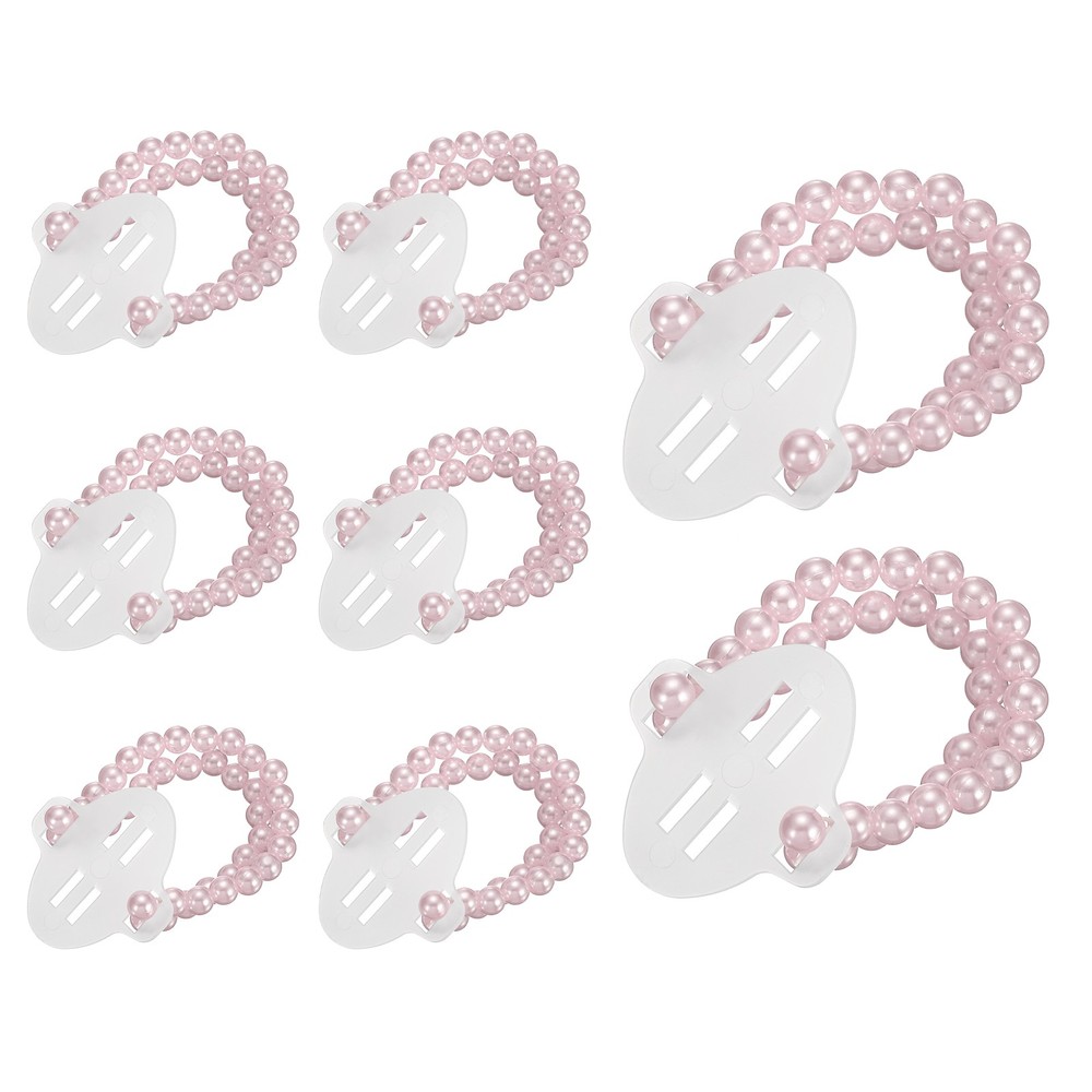 8 Pcs Pearl Corsage Wristlet, Elastic Wrist Corsage Bracelets Bands, Pink