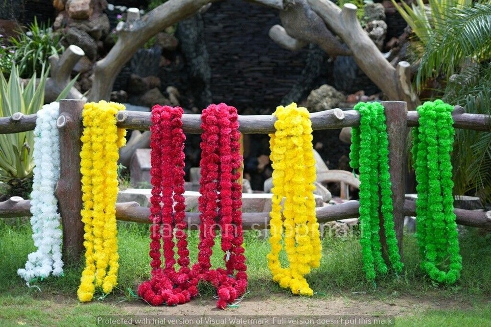 10 pc Indian Hangian Marigold Flower Garland Artificial Garland Wedding Decor