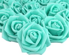 Large teal blue bridal bouquet with real touch roses