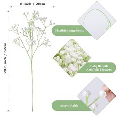 Babys Breath Artificial Flowers, 30 pcs White Flowers Baby Breath-white