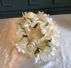 Hydrangea and rose wedding bouquet