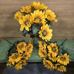 Artificial YELLOW SUNFLOWER BUSHES, SILK FLORAL CRAFT SUPPLY Set/3