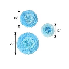 12 pack 12″ 16″ 20″ Aqua Blue Tissue Paper Carnation Flowers Party Home Backdrop