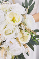 11 Inch Wedding Bouquets for Bride Bridesmaid, Natural Whites Rose Bridal Bouque