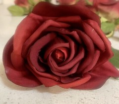7 Burgundy Red Napkin Candle Rings Silk Roses Wedding Party Flowers Centerpiece