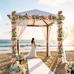 Pcs Flower Garland Decorations, 1.7Ft Flowers Rose Garland, Artificial 2 Pink