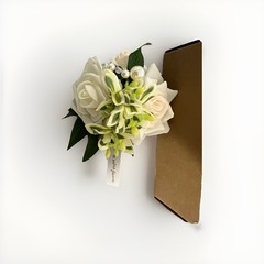 Handmade Rose Pink and White Corsage for Wedding Bridesmaid