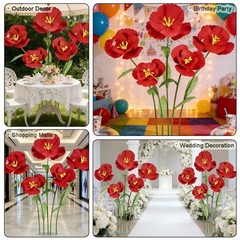 5PCS Giant Flowers for Decoration 5.9 ft Large Felt Fabric Flowers with Stems…