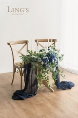 Ling’s Moment 2PCS Dusty Blue Artificial Floral Swags Centerpieces Wedding Fl…