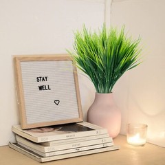 US 5pc Artificial Greenery 7 Branch Spring Grass Plant for Home/ Garden Decor