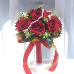 Delicate Handheld Silk Rose Bouquet Realistic Flower Wedding Photography Props