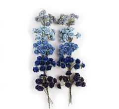 KADADSA 100 pcs Tiny Artificial Roses Mixed Dark and Light Blue Shade Five…