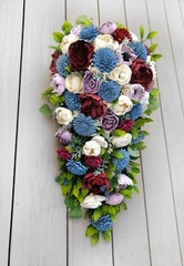 Lavender Dusty Blue Burgundy Cascade Bridal Bouquet Sola Wood Wedding Flowers